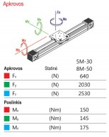 Linijinio judesio sistemos dantytojo diržo (80x80) apkrovos