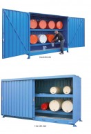 Container multi-level storage for horizontal storage of barrels