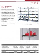 Racks with shelves, with PE traps for pouring