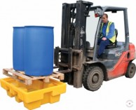 230 L yellow polyethylene bath for chemicals on pallets ECOSUMP 4