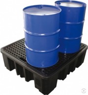 485 L square black or yellow polyethylene pallet bath for 4x200 L barrels 1