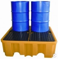 485 L square black or yellow polyethylene pallet bath for 4x200 L barrels 02