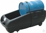 Mobile workstation with spill collection for 200 L drum, BLACK 121-210-400