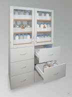 Safe cabinet with windows, alkalis and acids, 1935x1200x600 mm, 2x2 pull-out shelves