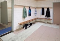 Neslidūs hgieniški kilimėliai SOFT STEP, balti takeliai
