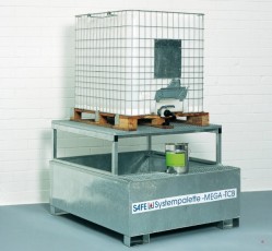 1000 L cinkuota vonia MEGA TBC1000 prasiliejimams sulaikyti, 1 IBC-KTC