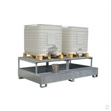 1000 L cinkuota vonia MEGA TCB2 prasiliejimams sulaikyti 2xIBC-KTC