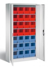 28 dėžučių dirbtuvių spintos smulkiems daiktams pilkos spalvos