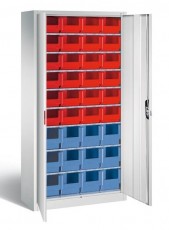 36 dėžučių dirbtuvių spintos smulkiems daiktams, plotis 1000 mm, gylis 420 mm, pilkos spalvos