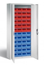 48 dėžučių dirbtuvių spintos smulkiems daiktams, plotis 700 mm, gylis 300 mm, pilkos spalvos