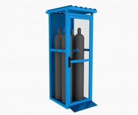 4x50L techninių dujų balionų saugykla, su rampa, mėlynos spalvos