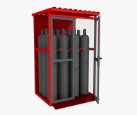 12x50L techninių dujų balionų saugykla, su rampa, raudonos spalvos 3