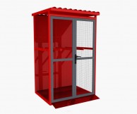 12x50L techninių dujų balionų saugykla, su rampa, raudonos spalvos