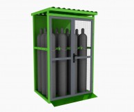 12x50L techninių dujų balionų saugykla, su rampa, žalios spalvos 03