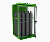 12x50L techninių dujų balionų saugykla, su rampa, žalios spalvos 01