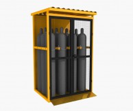 12x50L techninių dujų balionų saugykla, su rampa, geltonoss spalvos 02