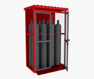 8x50L techninių dujų balionų saugykla, su rampa, raudonos spalvos 04