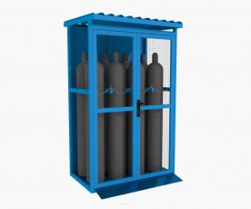 8x50L techninių dujų balionų saugykla, su rampa, mėlynos spalvos