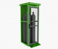 4x50L techninių dujų balionų saugykla, su rampa, žalios spalvos 04