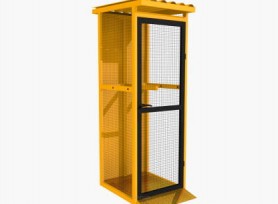 2x50L techninių dujų balionų saugykla, su rampa, geltonos spalvos