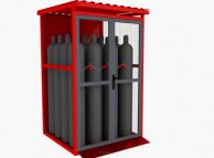 16x50L techninių dujų balionų saugykla, su rampa, rraudonos spalvos 01