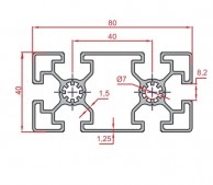 Super lengvas stačiakampis aliuminio profilis 40x80 02