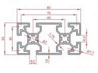 Lengvas aliuminio profilis 40x80 matmenys