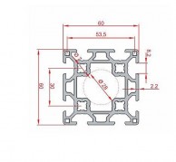 Aliuminis profilis 60x60 su dvigubais kanalais 03