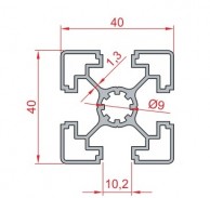 Super lengvas SLOT10 kvadratinis aliuminio profilis 40x40 mm 02