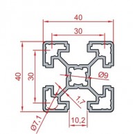 Juodas, anodizuotas lengvas kvadratinis aliuminio profilis 40x40 mm 02
