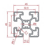 Juodas, anodizuotas lengvas kvadratinis aliuminio profilis 45x45 mm 02