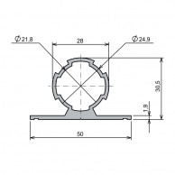 28-1,7 mm T  vamzdinis aliuminis profilis, matmenys