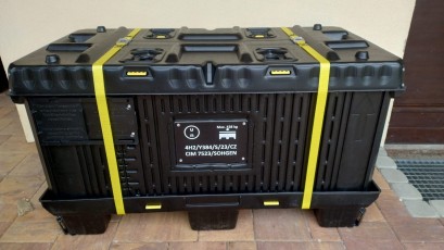 GENIUS -Transporto konteineris ličio jonų baterijų gabenimui, iš HDPE plastiko, pakavimo II grupė