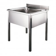 SLUN 15 Nerūdijančio plieno grindų kriauklė su kojomis, 700x700x850 mm