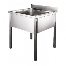 SLUN 15 Nerūdijančio plieno grindų kriauklė su kojomis, 700x700x850 mm