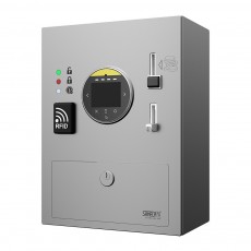 SLZA 43A Automatinis durų užrakto aparatas, keli mokėjimo būdai, 24 V DC mokėjimas monetomis, žetonais, RFID žetonais, bekontakte mokėjimo kortele, Google Pay arba Apple Pay