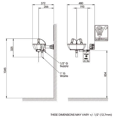 Wall Mounted Emergency Eye Wash Fountain Mod 7100b Elega Emergency eye wash station ss304.