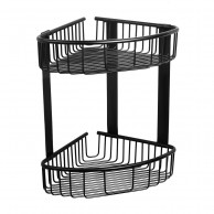 SLZD 28N Nerūdijančio plieno dviguba kampinė lentyna, juoda matinė apdaila