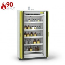 90 min. ugniai atspari spinta PREMIUM, 162-111-110, 5 ištraukiamos lentynos, durys geltonos