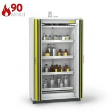 90 min. ugniai atspari spinta PREMIUM, 162-111-120, 4 ištraukiamos lentynos, durys geltonos