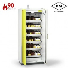 90 min. ugniai atspari siaura spinta COMFORT PRIME, 162-101-200, 1 skyrius, 6 ištraukiamos lentynos, durys geltonos