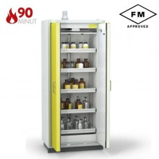 90 min. ugniai atspari siaura spinta COMFORT PRIME, 162-101-210, 1 skyrius, 5 ištraukiamos lentynos, durys geltonos