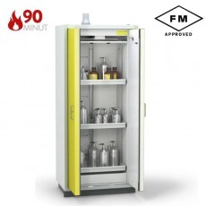 90 min. ugniai atspari siaura spinta COMFORT PRIME, 162-101-230, 1 skyrius, 3 ištraukiamos lentynos, durys geltonos