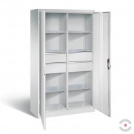 Dirbtuvių-spinta-2x3-lentynos-2x2-dideli-stalčiai-dvivėrės-durys-be-stiklo-plotis-1200-mm-gylis-500-mm-pilka-spalva