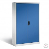 Dirbtuvių-spinta-4-lentynos-8-dideli-stalčiai-dvivėrės-durys-be-stiklo-plotis-1200-mm-gylis-500-mm-pilka-mėlyna-spalva