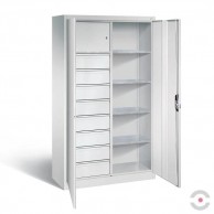 Dirbtuvių-spinta-4-lentynos-8-dideli-stalčiai-dvivėrės-durys-be-stiklo-plotis-1200-mm-gylis-500-mm-pilka-spalva-b