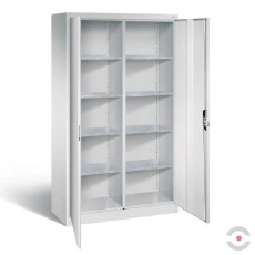 Dirbtuvių spinta, 2x4 lentynos, dvivėrės durys be stiklo, plotis 930 mm, gylis 500 mm, pilka spalva