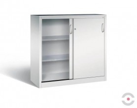 Dirbtuvių spinta, 2 sustiprintos lentynos, 2 slankiojančios  durys be stiklo, plotis 1200 mm, gylis 500 mm, pilka spalva