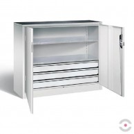 Papildoma-dirbtuvių-spinta-2-lentynos-3 stalčiai-viršutinis-kilimėlis-aukštis-1000-mm-plotis-1200-mm-gylis-500 mm