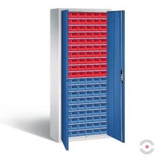 114 dėžučių dirbtuvių spinta smulkiems daiktams, plotis 700, gylis 300 mm, pilkai mėlynos spalvos